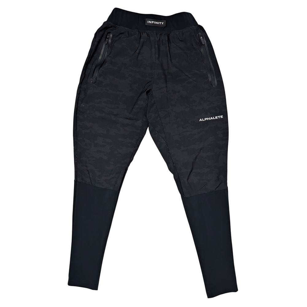 Alphalete Infinity Joggers Medium Black Camo Tapered Training Pants Mens Gym